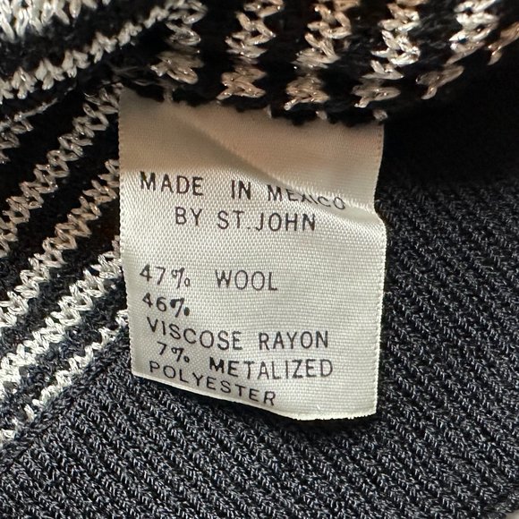 St John Sport Women's Studded Knit Sweater Wool Blend Striped Santana Size M - Picture 5 of 5